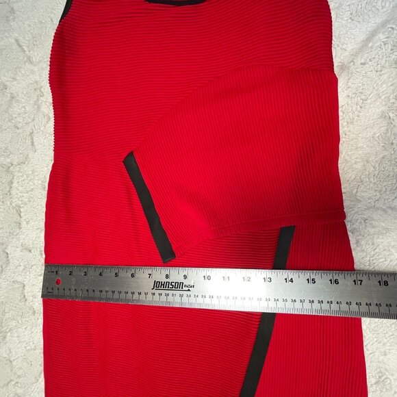 MC Planet by Innate Dress Size 1 Sleeveless Pleated Asymmetric Red Stretch - Picture 5 of 9